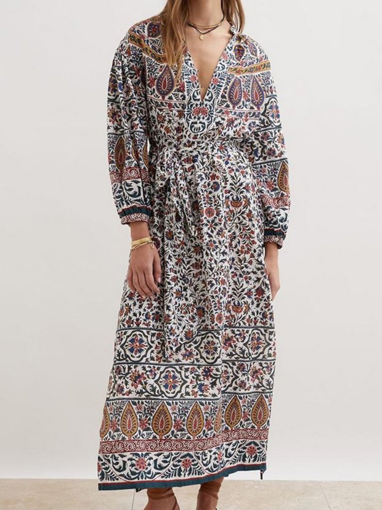 *New Boteh Verbena Maxi Smocked Dress Size 2